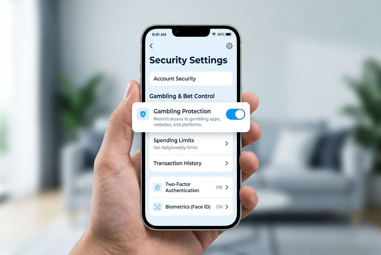 Ustawienia blokady hazardu w aplikacji Revolut