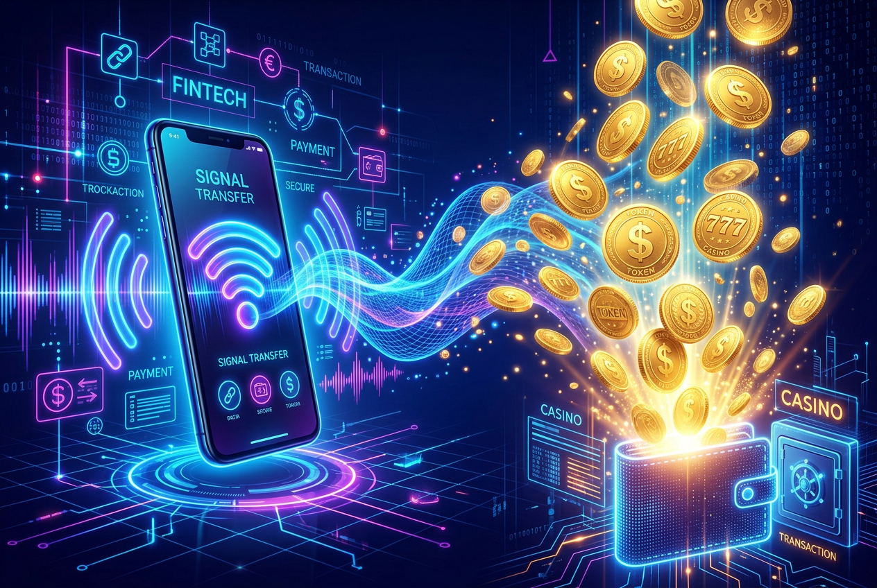 Abstrakcyjna grafika przedstawiająca cyfrowe doładowanie konta w kasynie za pomocą SMS